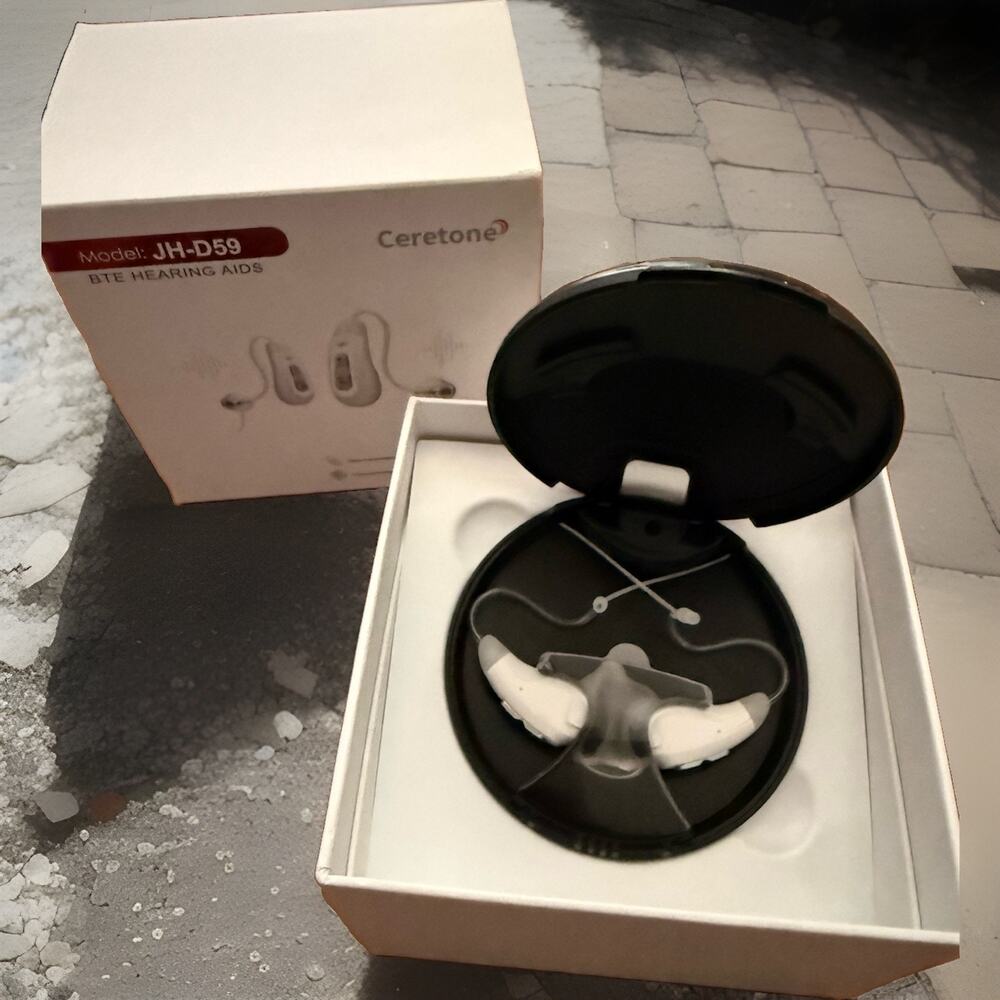 Ceretone JH-D59 Rechargeable BTE Hearing Aids – Pair w/ Charging Case